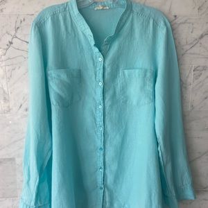 Eileen Fisher 100% Organic Irish Linen Shirt Sz M